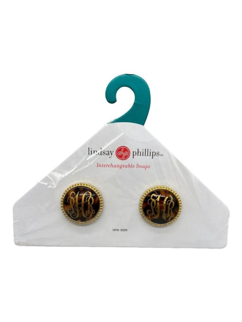 Lindsay Phillips Interchangeable Snaps Tortoise & Gold Monogrammed Shoe Accessor